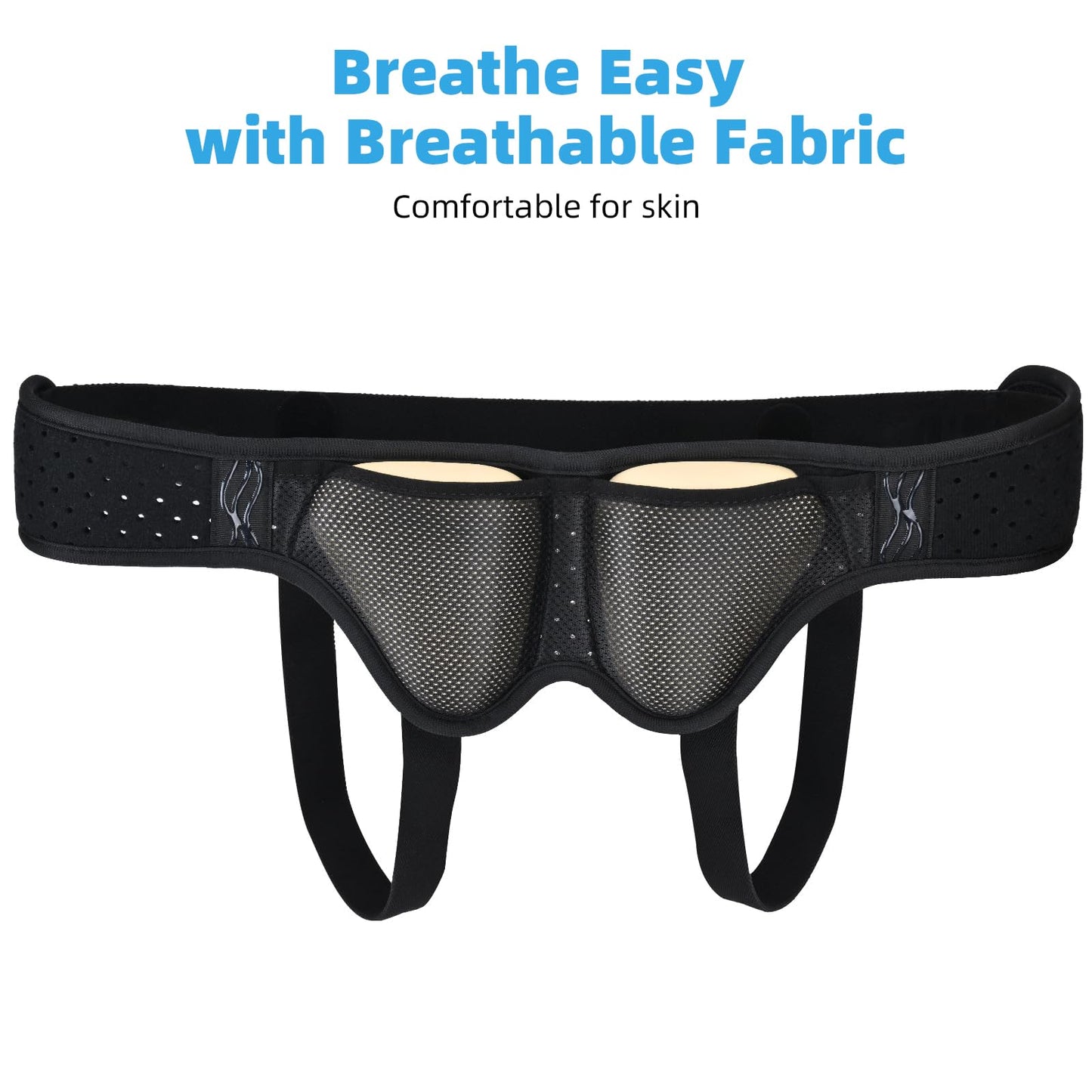 Tenbon Inguinal Hernia Belt for Men & Women - Adjustable Bilateral/Double Inguinal, Groin Hernia Support Truss for Pre & Post Surgery with 2 Removable Pads, Breathable & Discreet Wear Under Clothes (Medium)