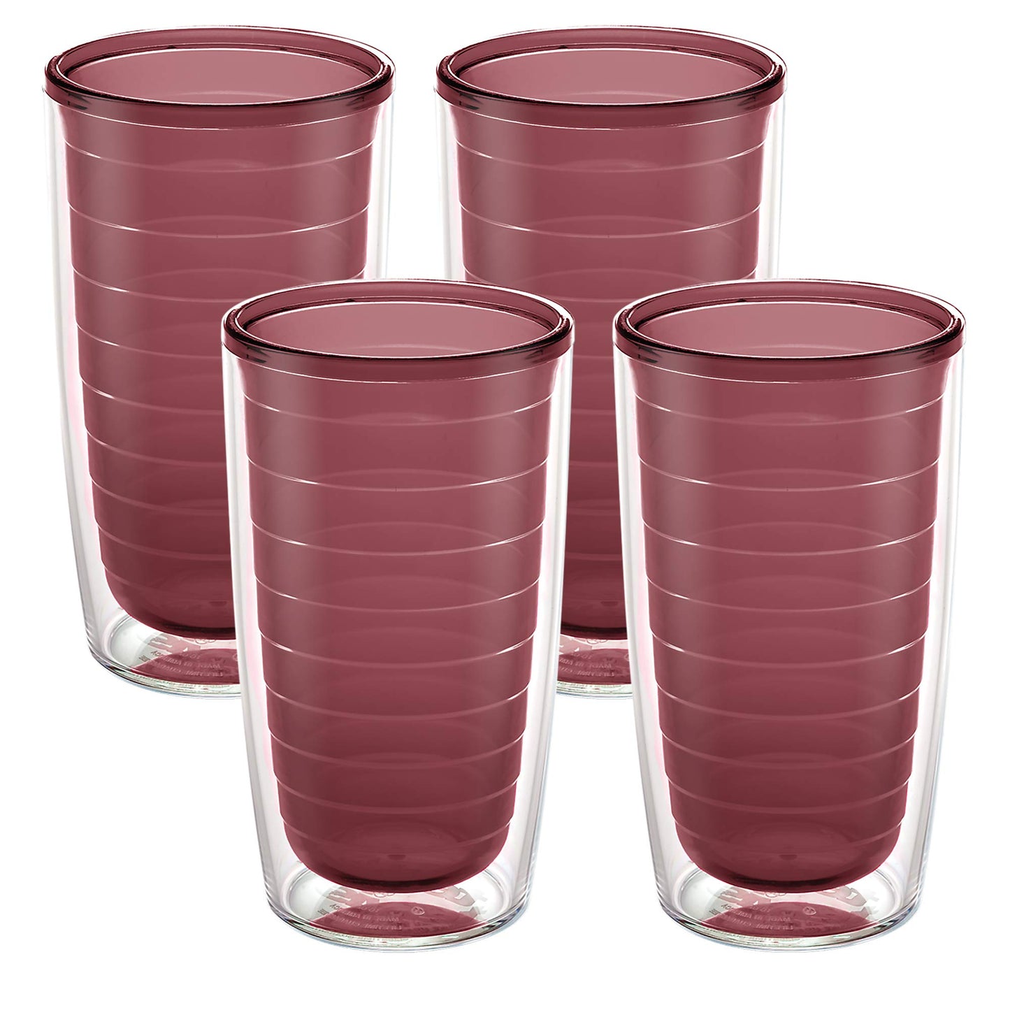 Tervis Clear & Colorful Tabletop Made in USA Double Walled Insulated Tumbler Travel Cup Keeps Drinks Cold & Hot, 16oz - 4pk, Elderberry Wild