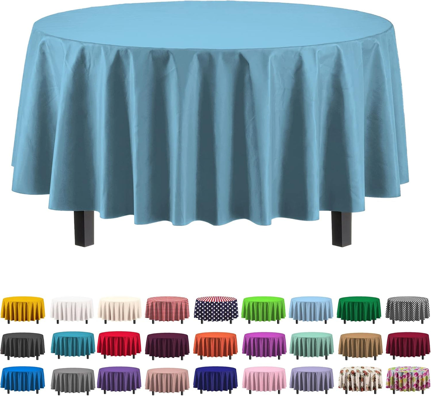 Ivory 84-Inch Round Tablecloth - 12-Pack Premium Plastic Party Supplies