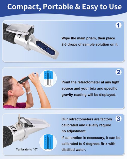 CIMALAB Brix Refractometer, Brix Meter Refractometer with ATC, Dual Scale Refractometer Brix 0-32% & Specific Gravity 1.000-1.130, Lab Refractometer for Wine Making, Beer Brewing, Fruit, Sugar Content