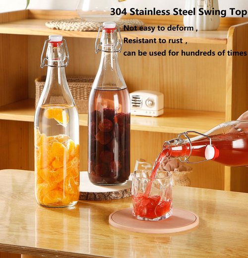 1 Pack Flip Top Glass Bottle 32 oz,Swing Top Glass Bottles 32 oz,kombucha bottles with Stoppers for Home Brewing,2nd Fermentation,Kefir,Vanilla Extract,Juice,Tea,Beverages,Soda,Oils,Vinegar