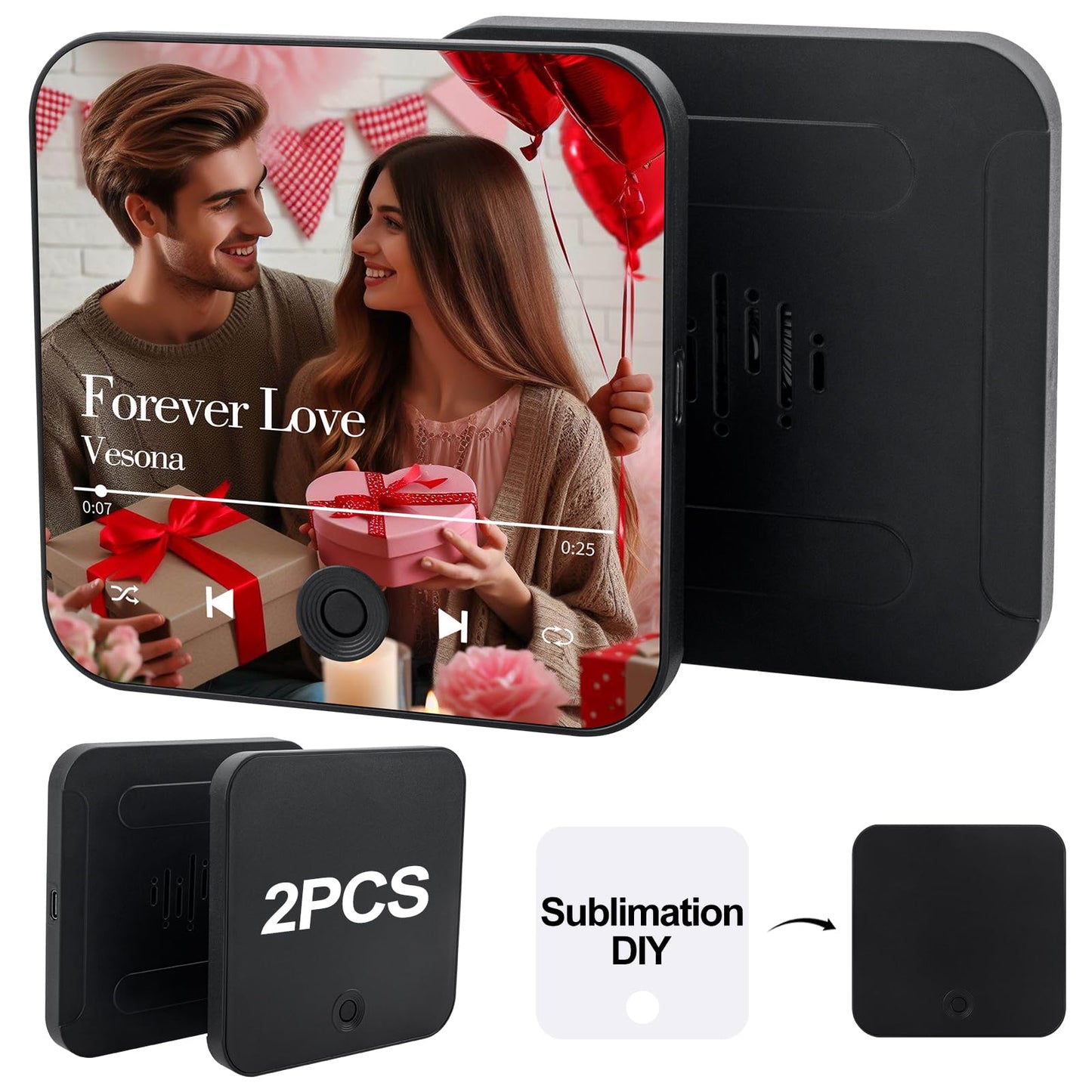 2PCS Sublimation Music Fridge Magnet Blank-Personalized Music Fridge Magnets, Print Any Photo You Like, Home Decor Gifts Can Play Music for Couples and Music Lovers