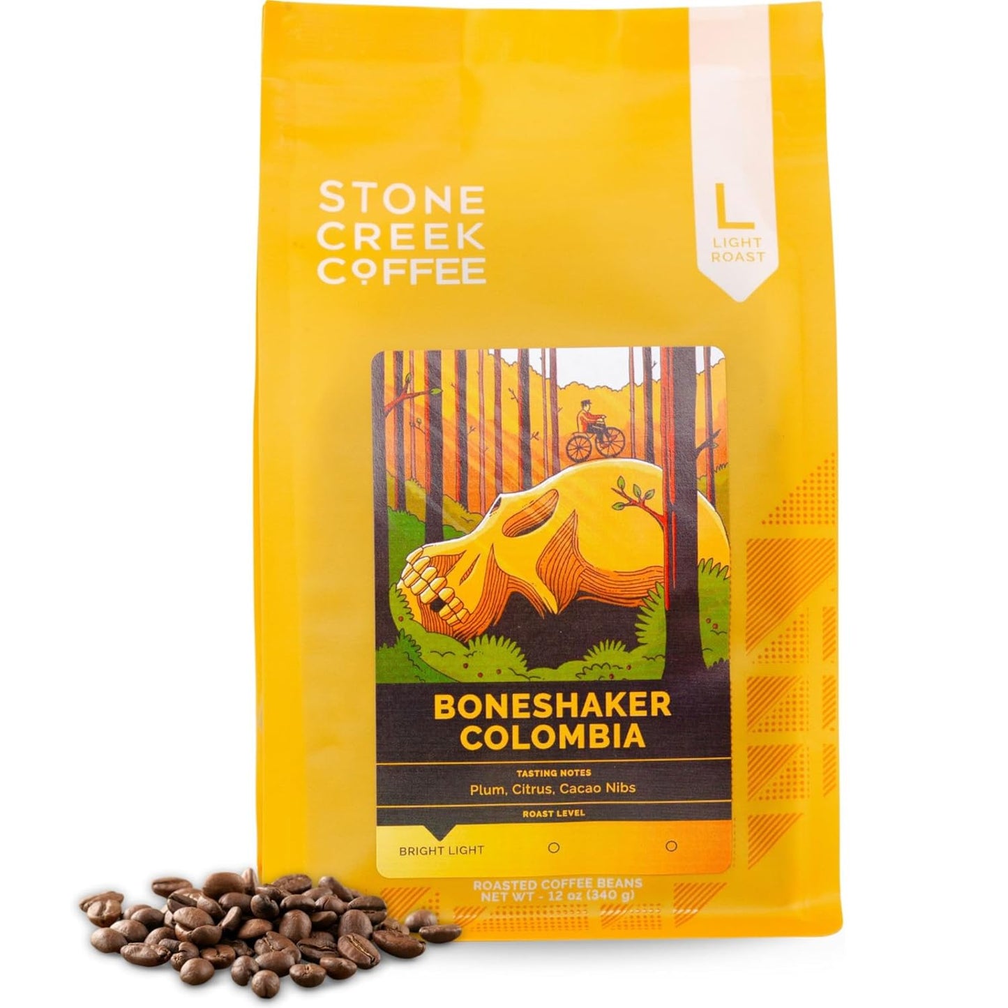 Stone Creek Coffee Light Roast Whole Bean Coffee - Smooth & Juicy Citrus Flavor - 12 Ounce Pack