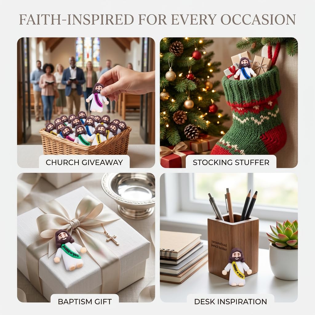 Layofe 100PCS Bulk Mini Jesus Figurines - Tiny Little Small Religious, Easter Egg Stuffers Fillers & Gifts for You Loves ，Jesus Figurines (100)