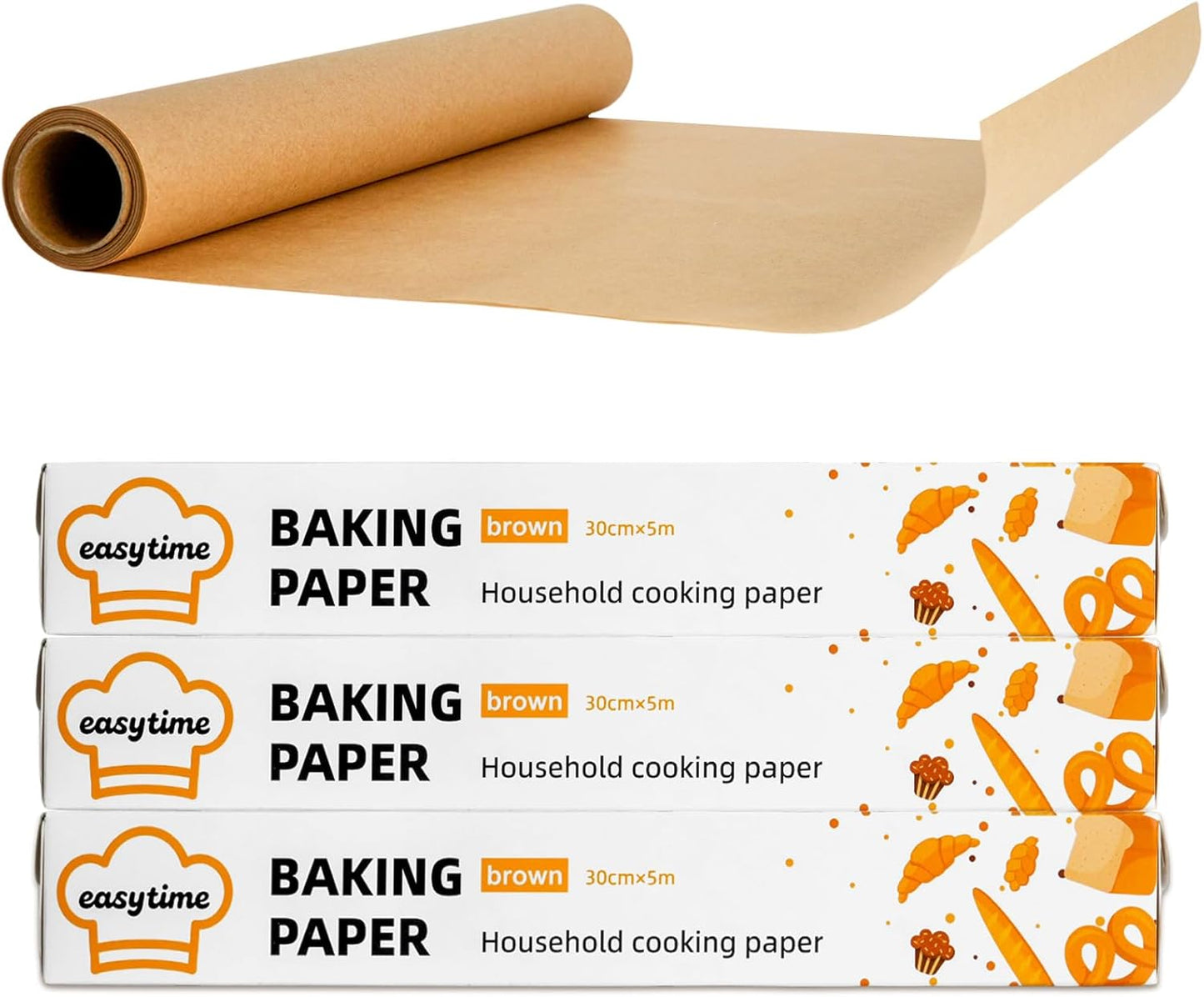 Unbleached Parchment Paper Roll - High Temperature Resistant Non-Stick Baking Paper | 12in x 49ft
