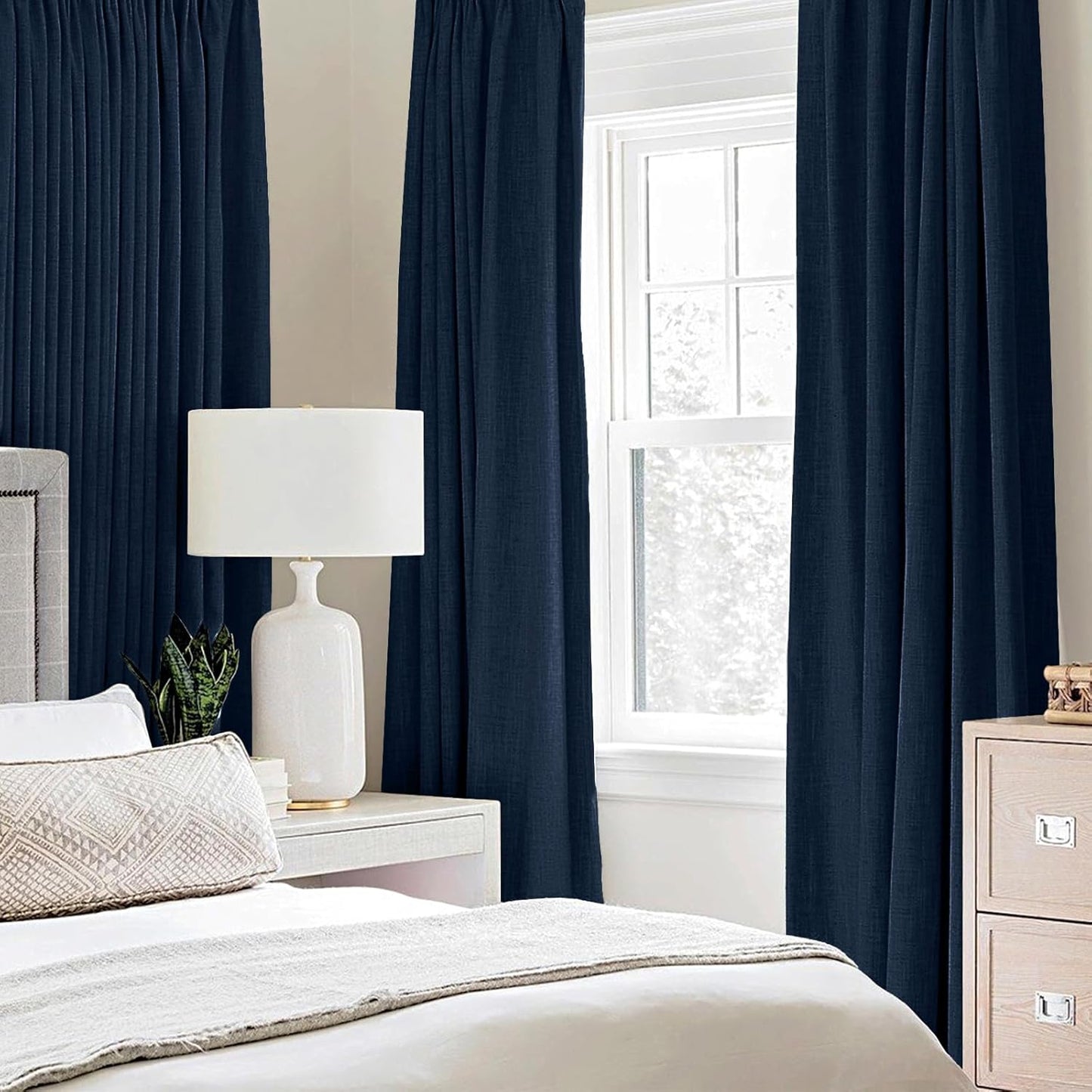 MIULEE Blackout Curtains - 100% Thermal Insulated Room Darkening Drapes | Midnight Blue, 52 x 63 Inch (2 Panels)