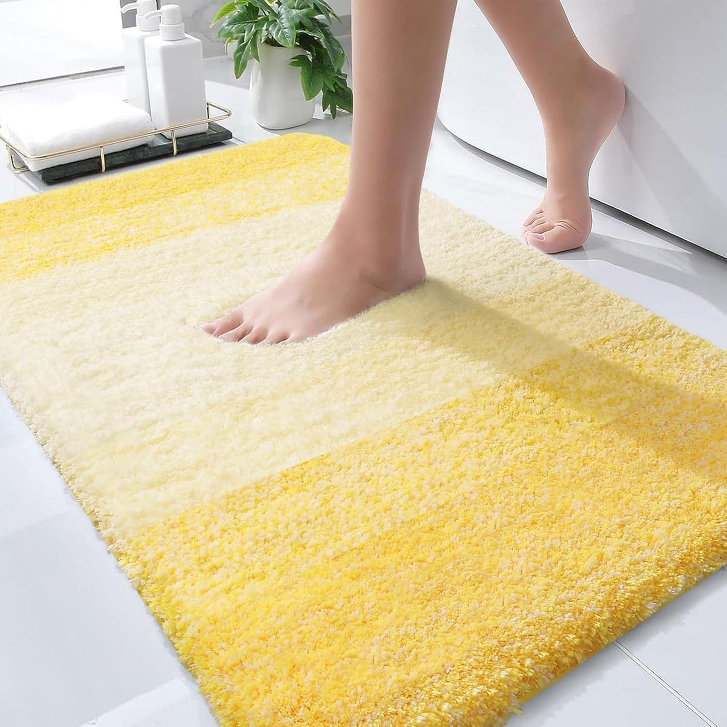 OLANLY Bath Rugs Mat - Extra Soft Microfiber, Quick Dry & Machine Washable | 34x21 Inches, Yellow