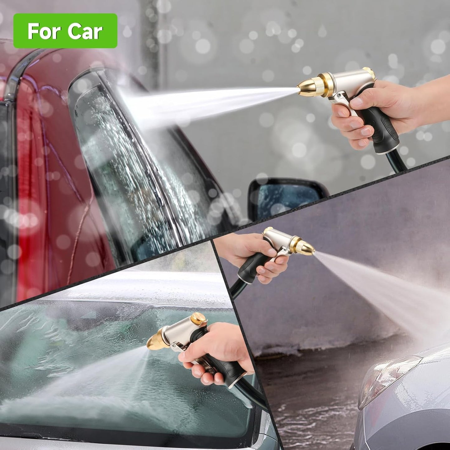 Skiennix Garden Hose Nozzle - Upgraded Heavy Duty Metal Spray Nozzle with Adjustable Patterns | 2-Pack for Watering and Car Washing