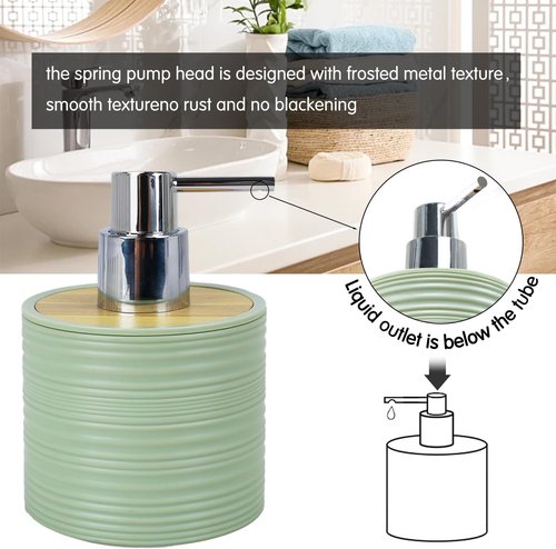 CERBIOR 6-Piece Bamboo Bathroom Accessories Set - Stylish Soap Dispenser, Toothbrush Holder & More | Sriral Green