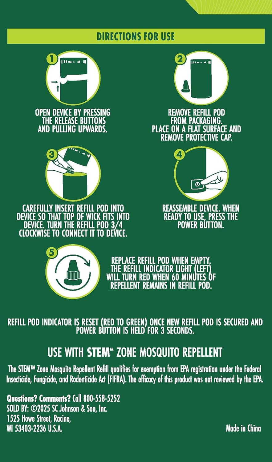 STEM Zone Mosquito Repellent Refill Pods - Easy Outdoor Insect Protection with Essential Oils | 2 Count