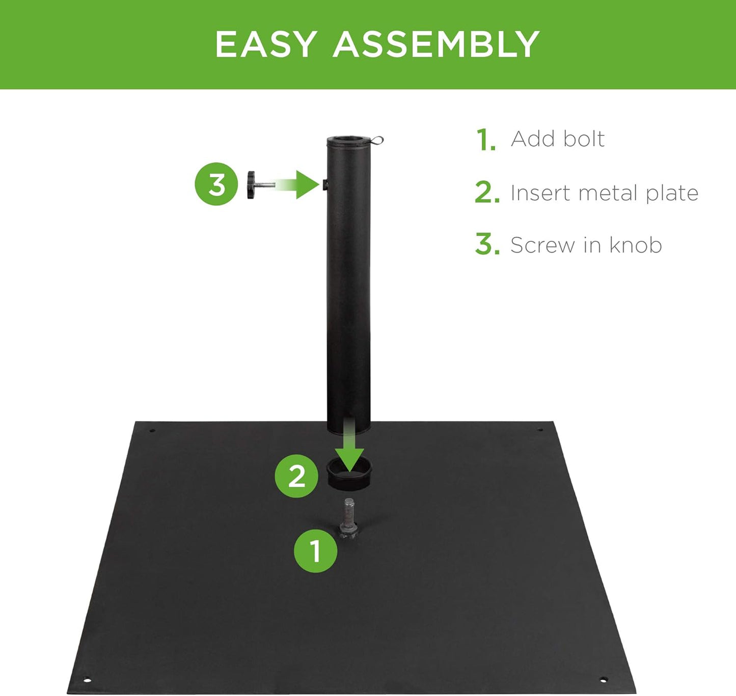 Best Choice Products 38.5lb Steel Umbrella Base - Square Weighted Patio Stand for Market Umbrellas | Black
