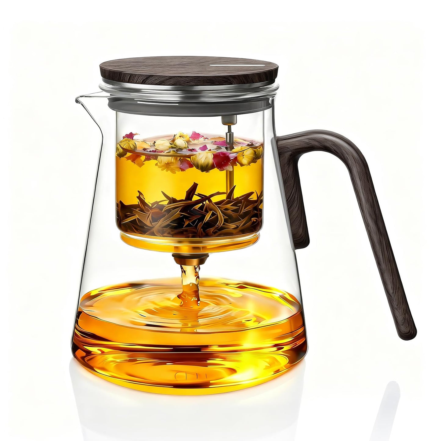 ZENS Enchanted Tea Pot with Magnetic Lid, Magic Glass Teapot with Infuser for Loose Leaf Tea Steeper, Mess-Free Herbal Tea Maker, Tea Diffusers for Tea Lovers Ideal Gifts, 27oz/800ml