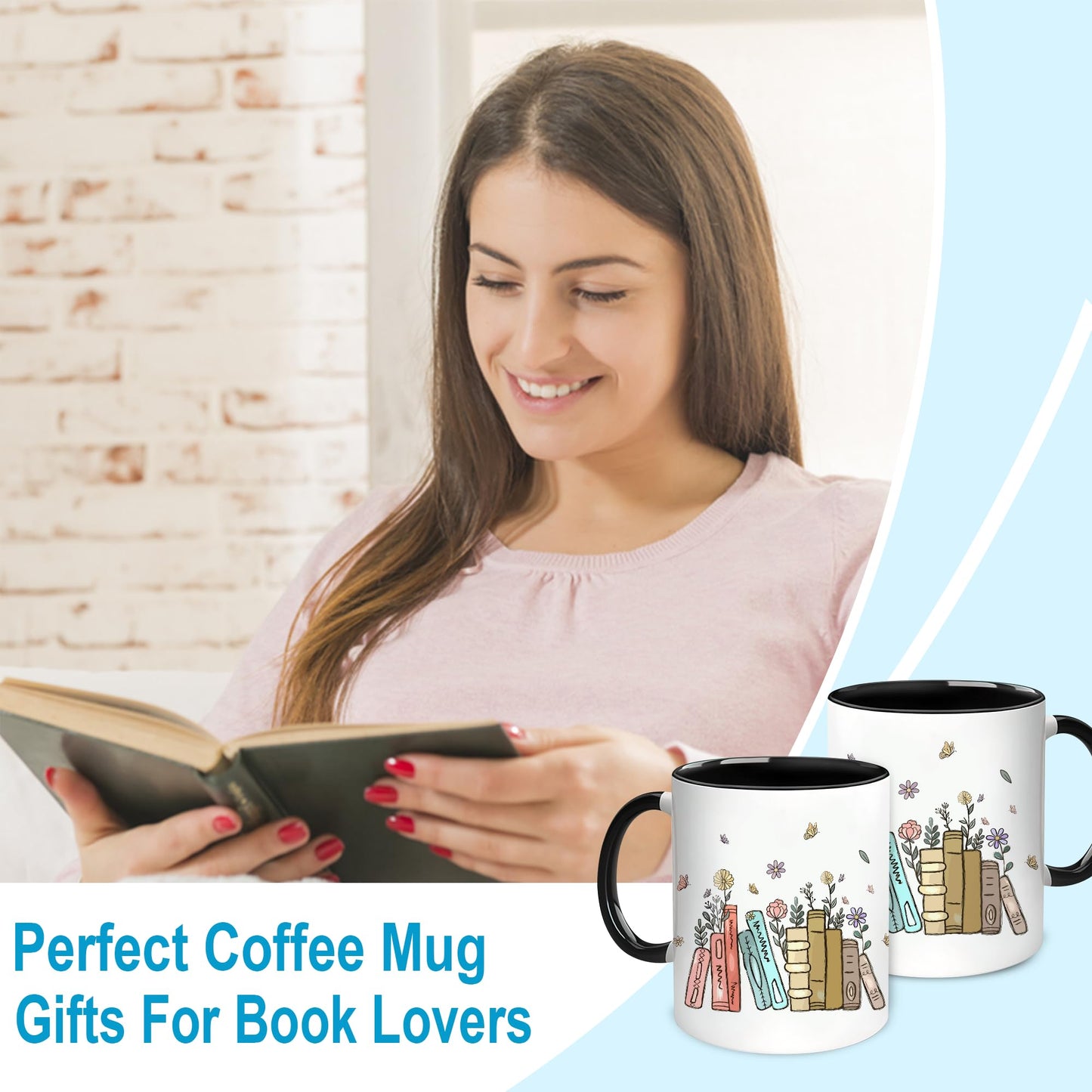 Hyturtle Book Lover Coffee Mug 11oz - Gifts For Book Lover On Christmas, Birthday - Librarian Mug for Women - Bookish Gift - Bookworm Cup - Gift For Her - Gifts for Readers