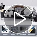 Extendable Dish Drying Rack - Black, Adjustable Countertop Drainer with Drainboard