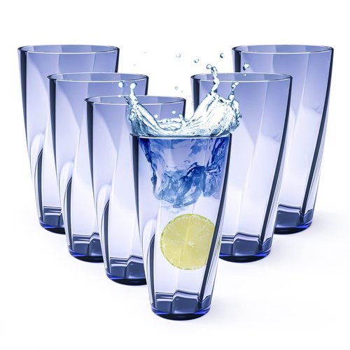 Alaiselit Unbreakable Plastic Cups Plastic Highball Drinking Glasses Tumbler, Large Water Tumbler Set (Set Of 6, 25 Oz) Dishwasher Safe (New Blue)