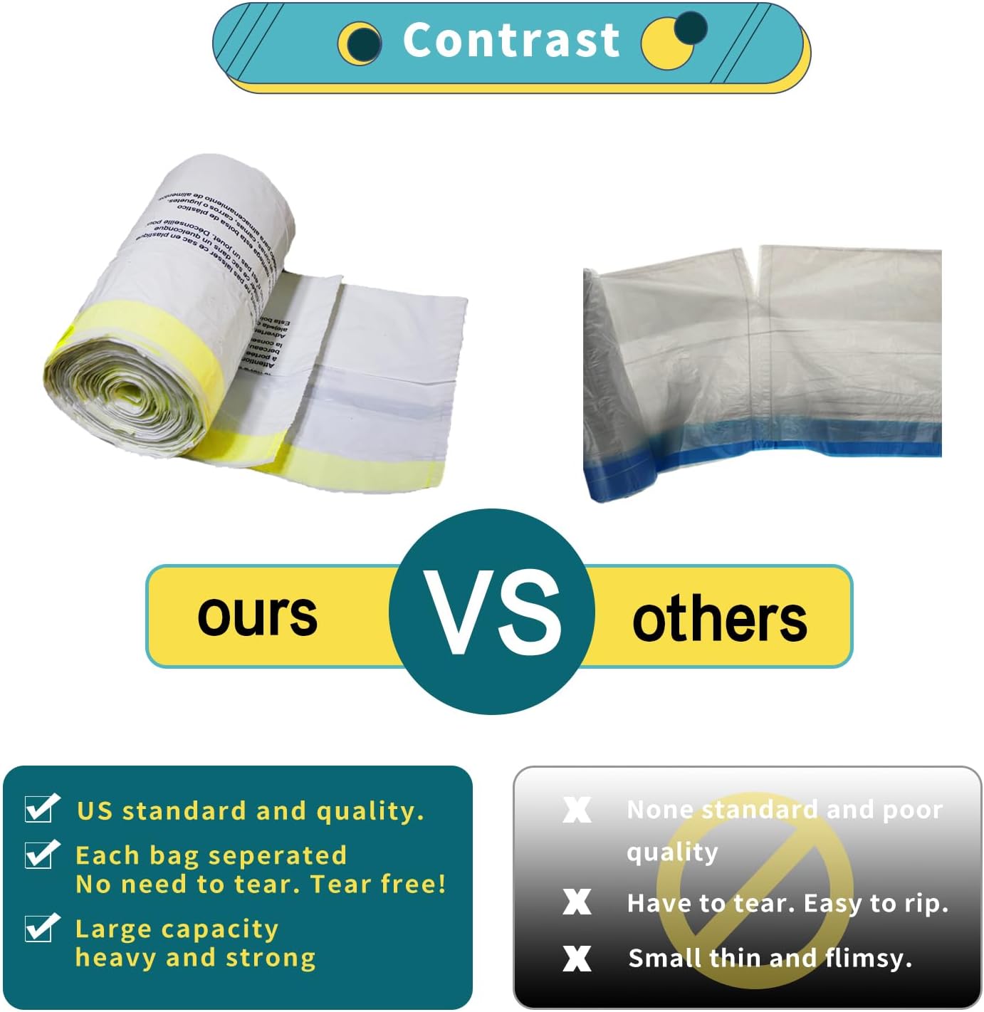 Strong Tall Kitchen Trash Bags - 13 Gallon Unscented Garbage Can Liners | 50 Count