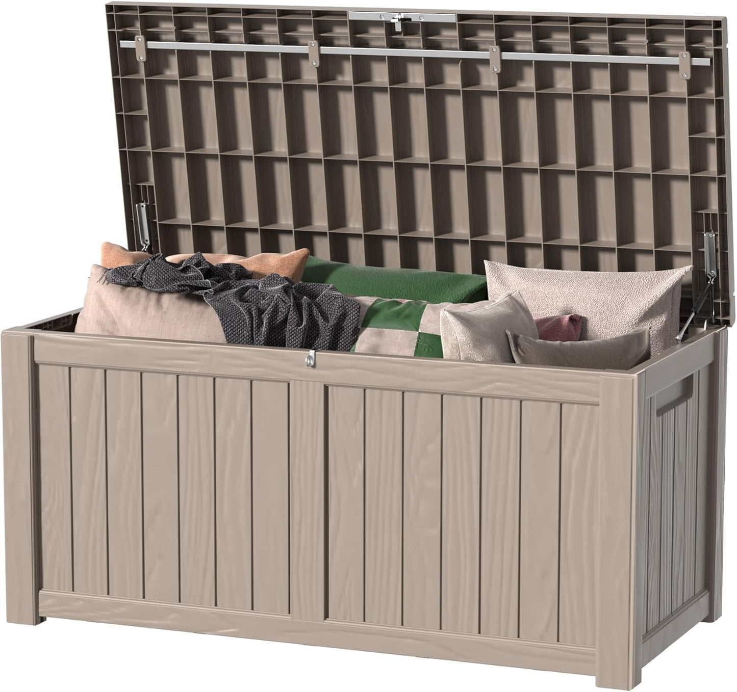 Regine Switzerland 150 Gallon Outdoor Deck Box - Lockable Waterproof Storage for Garden Tools & Cushions | Grey