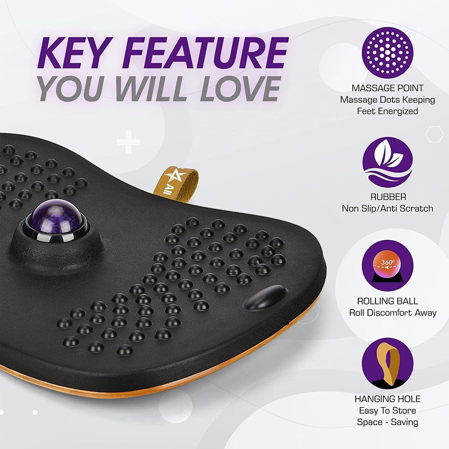 Yes4All Wobble Board with Massage Ball for Standing Desk/Anti Fatigue Office Foam Pad - Standing Desk Mat, Office Accessories