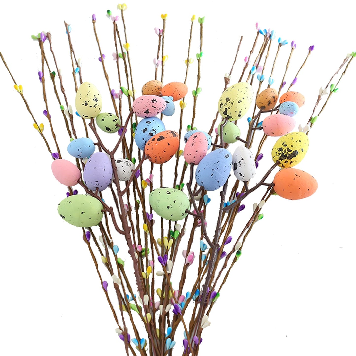 ToBeIT 26pcs Easter Egg Flower Stems Decorations Artificial Easter Spray Vine Eggs Spring Flowers with Easter Egg for Flower Arrangements Wreath Centerpiece