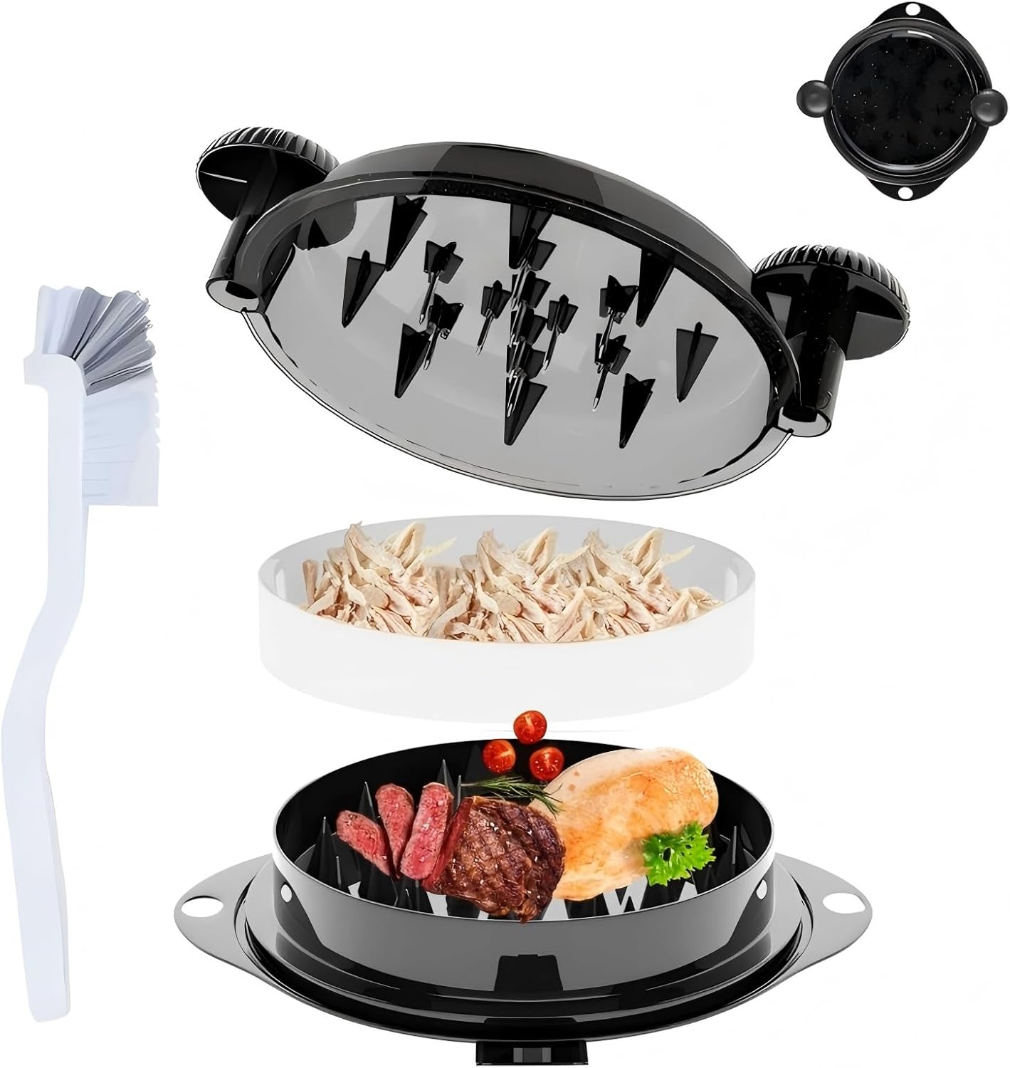 Skiennix Chicken Shredder Tool - Heavy-Duty Meat Masher with Upgraded Stainless Steel Spikes | Black
