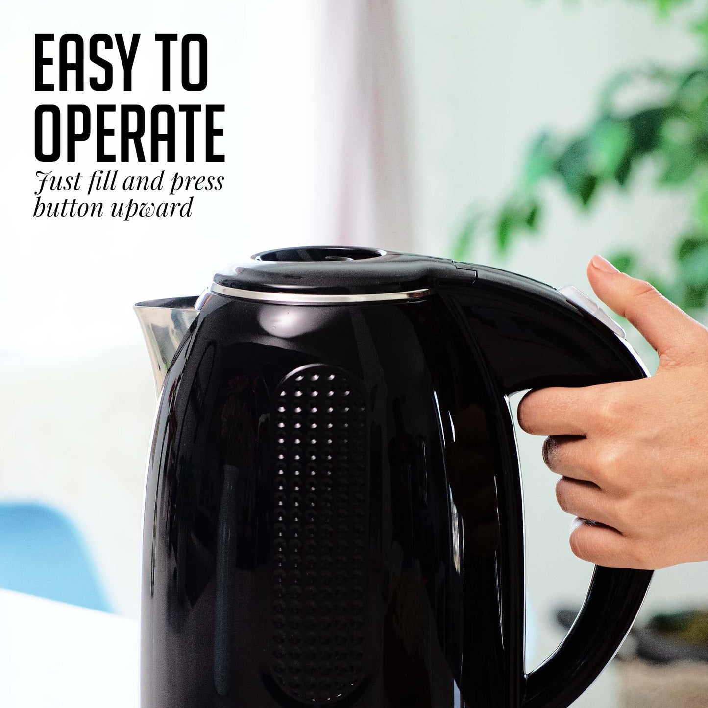 OVENTE 1.7L Double Wall Electric Tea Kettle, 1100W Water Boiler and Heater with Cool-Touch Exterior, Stainless Steel Insulated Interior, Auto Shut-Off, Boil-Dry Protection & Locking Lid, Black KD64B