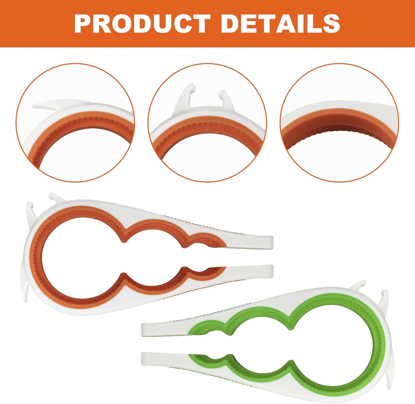 Skiennix 5-in-1 Jar & Can Opener - Easy Grip Tool for Seniors with Arthritis | Ideal for Weak Hands