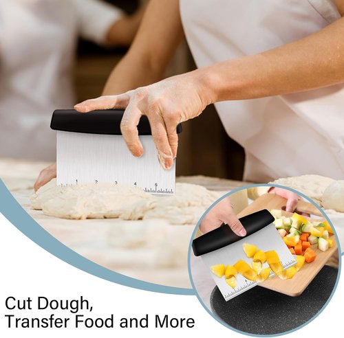 Ecavria Premium Stainless Steel Bench Scraper - Versatile Dough Cutter & Bowl Scraper Set (2 PCS)