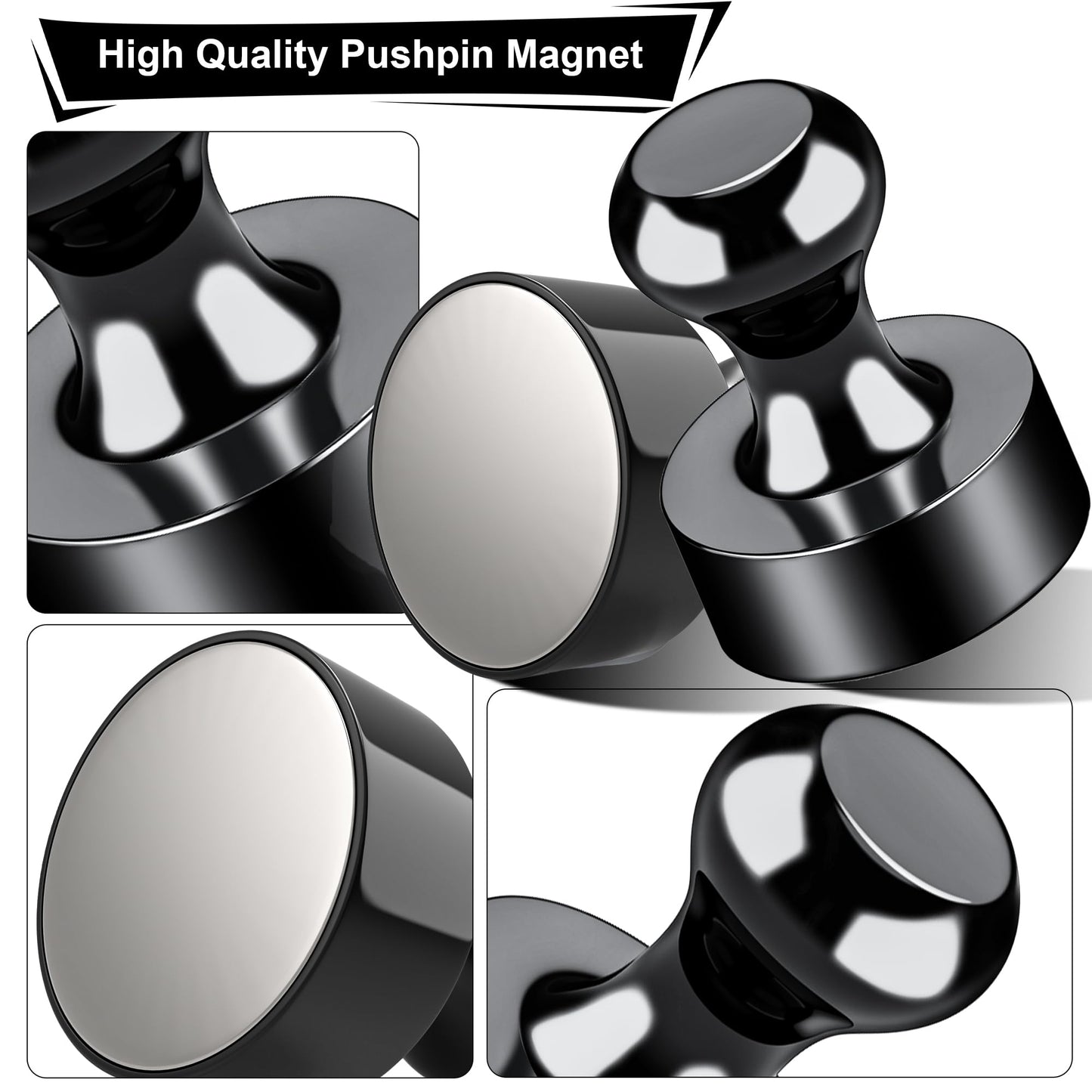 Tiergrade Metallic Magnets, Refrigerator Magnets, 20 Pack Black Magnetic Push Pins, Strong Fridge Magnets, Multi-use Whiteboard Magnets Perfect for Kitchen Office Classroom