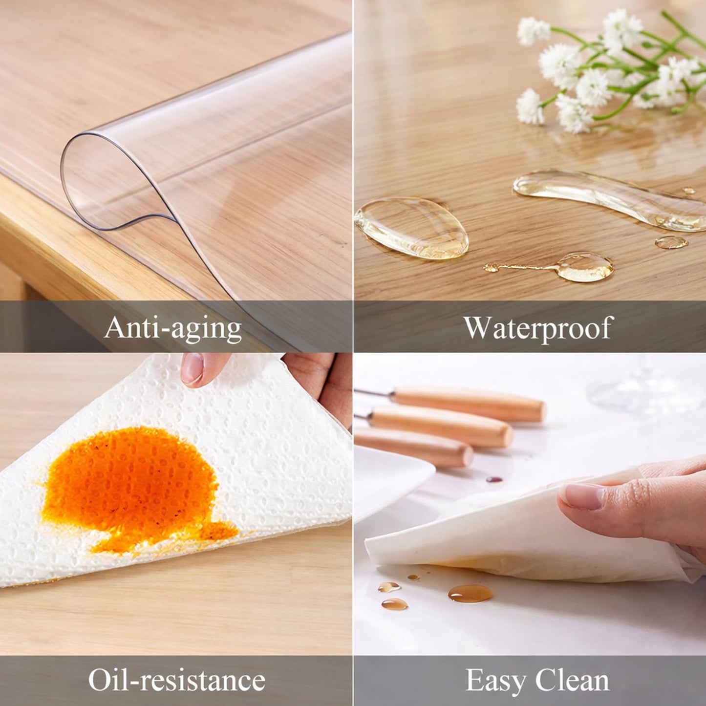 VEXYLOREN Clear Table Cover Protector 60 x 90 in Oblong Plastic Vinyl Tablecloth for 4~6 Seats Table