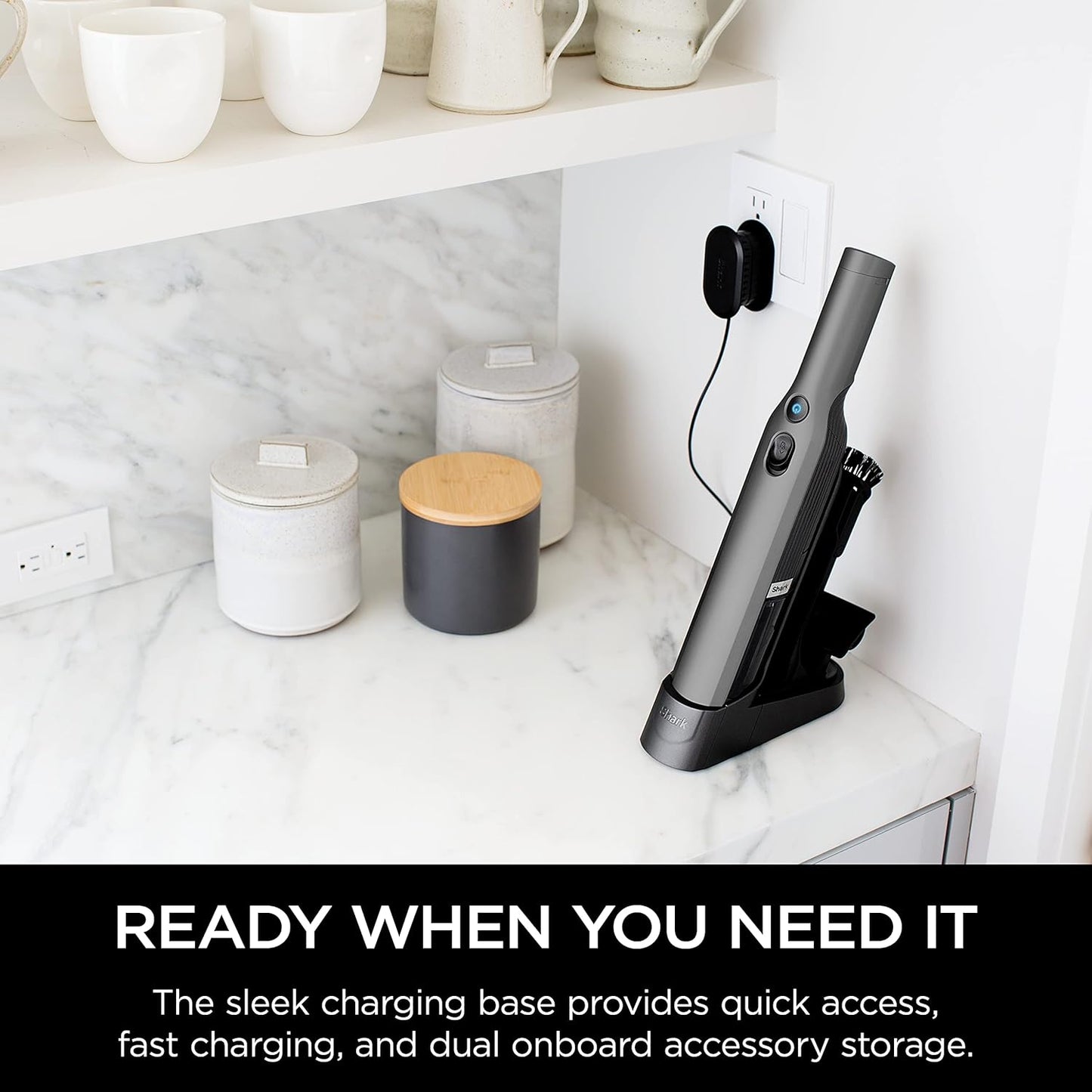 Shark WV201 WANDVAC Handheld Vacuum - Lightweight 1.4 lbs, Powerful Suction, Charging Dock, Graphite Slate
