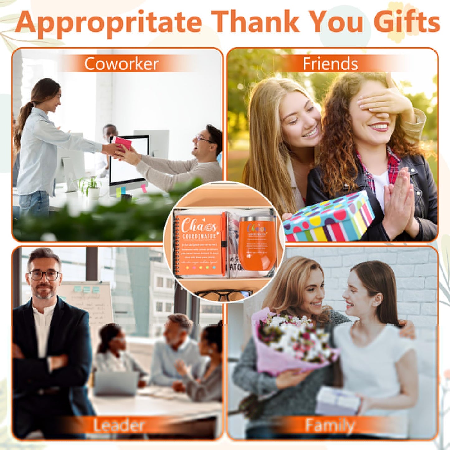 Sieral 24 Pcs Chaos Coordinator Gifts Employee Appreciation for Women Stainless Steel Tumbler with Lid Spiral Notebook with Sticky Note Pen Makeup Bag Thank You Gifts for Coworker Teacher Nurse