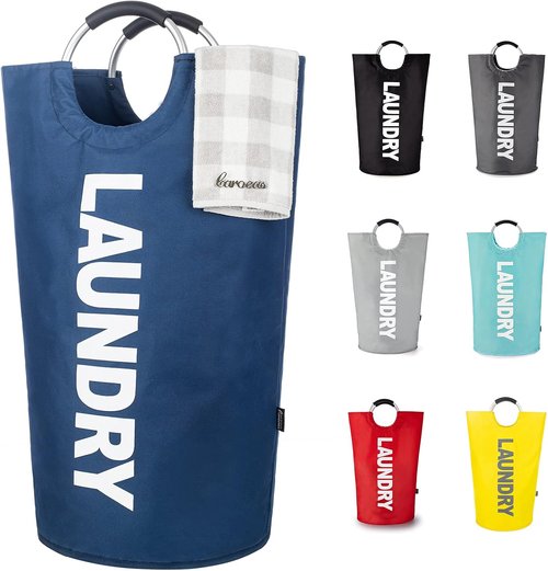 Caroeas 125L Laundry Basket - Large Collapsible Hamper with Padded Handles | Navy Blue