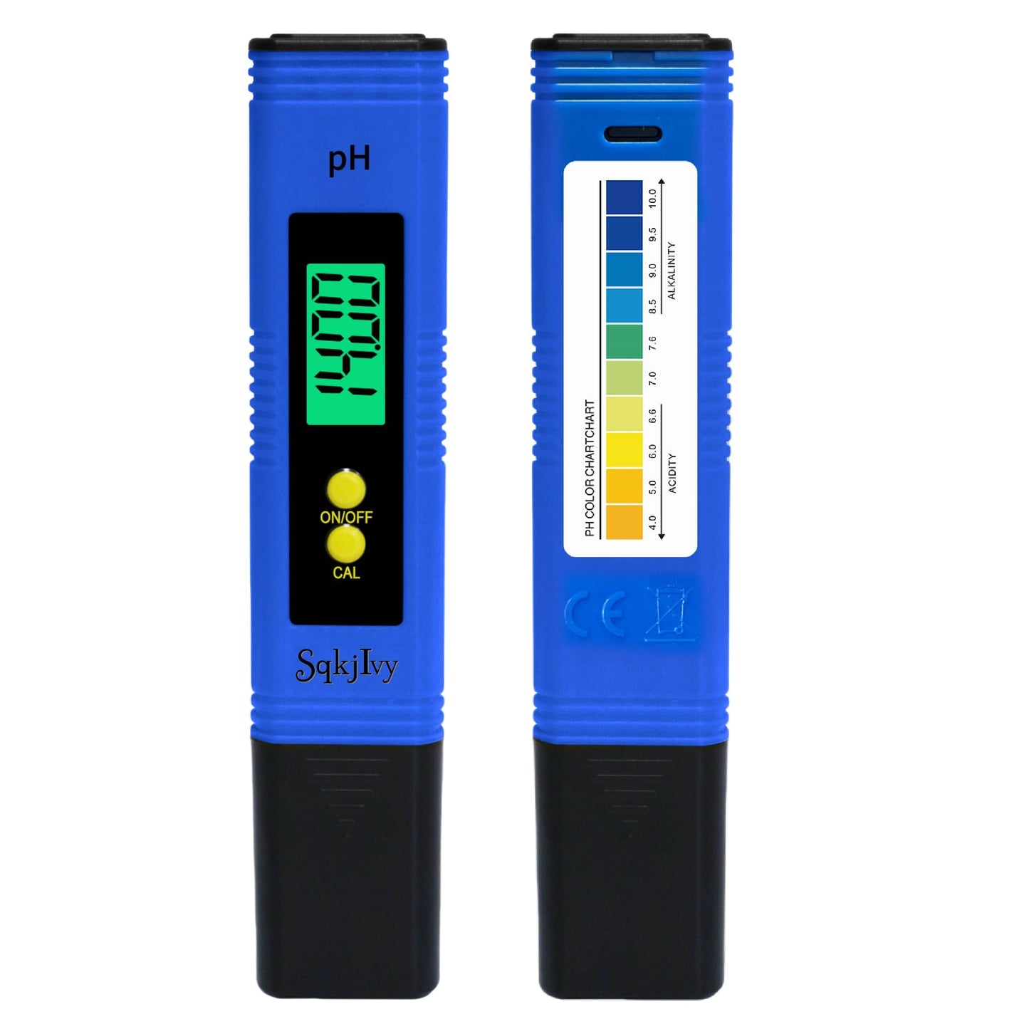 SqkjIvy pH Meter for Water, Hydroponics Digital Tester Pen 0.01 High Accuracy Pocket Size with 0-14 Measurement Range, ph up and Down for hydroponics Growing System/Plants/Canning/Soil (Blue)