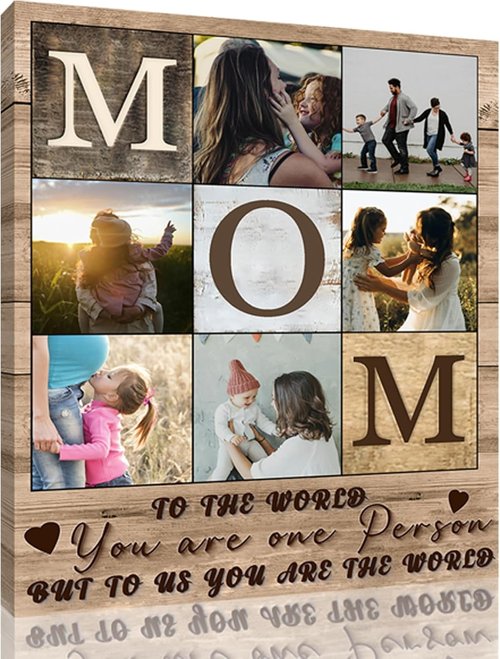 CSWMZQZY Custom Rustic Canvas Prints - Personalized Photo Collage Wall Art for Mother's Day | Unique Gift for Mom