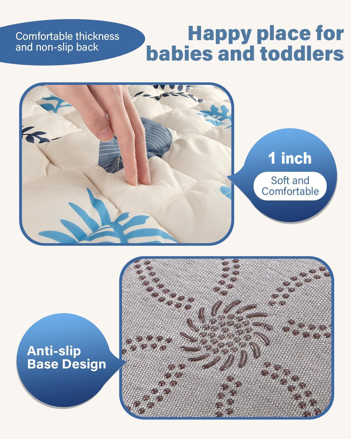 Skiennix Baby Play Mat - Thickened Non-Slip Floor Mat | 50x50 Portable & Foldable Design for Crawling Babies