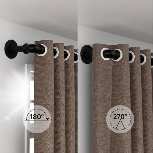 Black Curtain Rods by [Brand Name] - Adjustable 18 to 88 Inch Industrial Design | 1 Inch Diameter, Wall or Ceiling Mounted