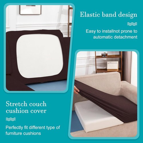 BIETYONE 14 Pcs Patio Cushion Covers - Washable Outdoor Couch Slipcovers in Coffee Color