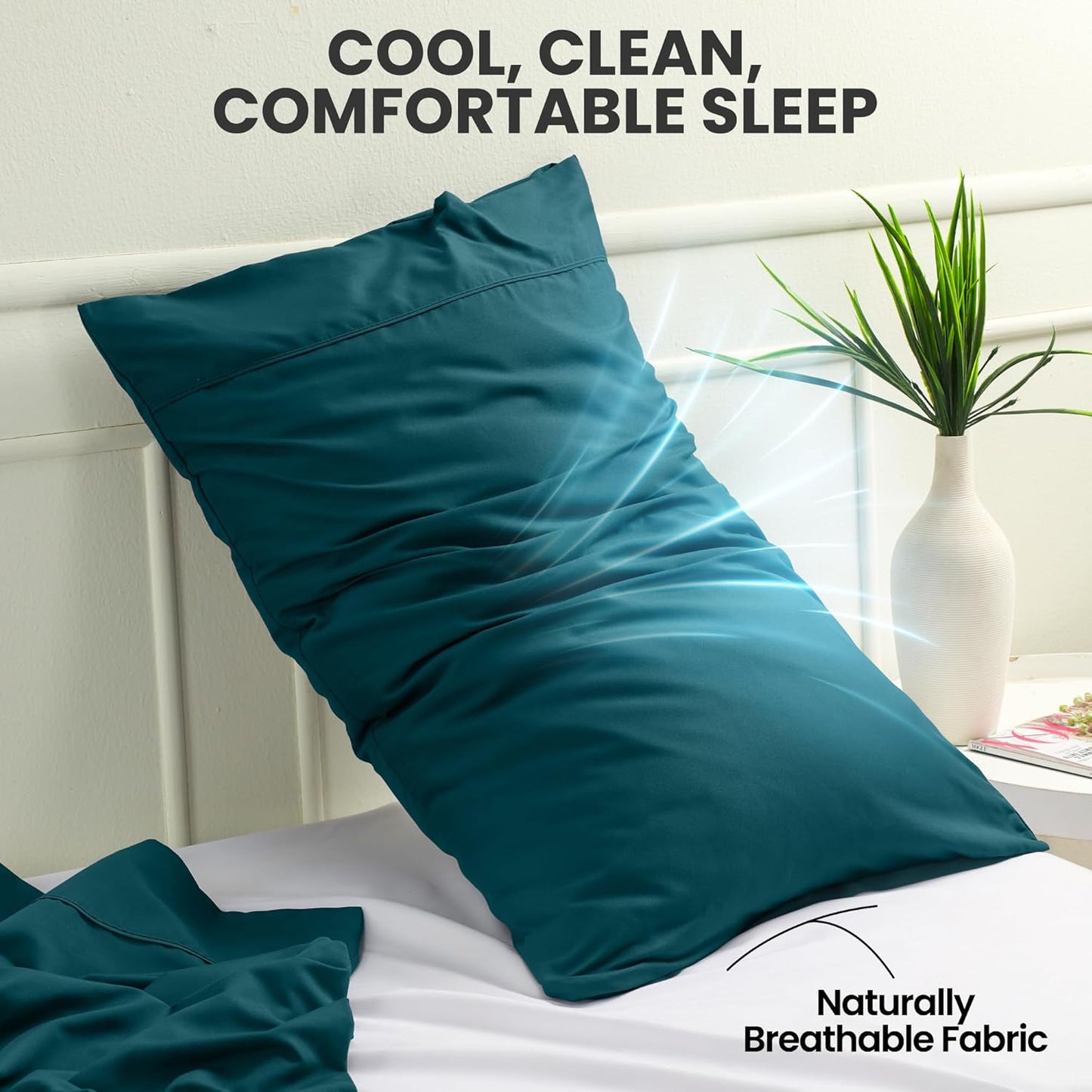 Utopia Bedding Queen Pillow Cases - Soft Brushed Microfiber - 2 Pack, Teal | Fade Resistant 20 x 30 Inches