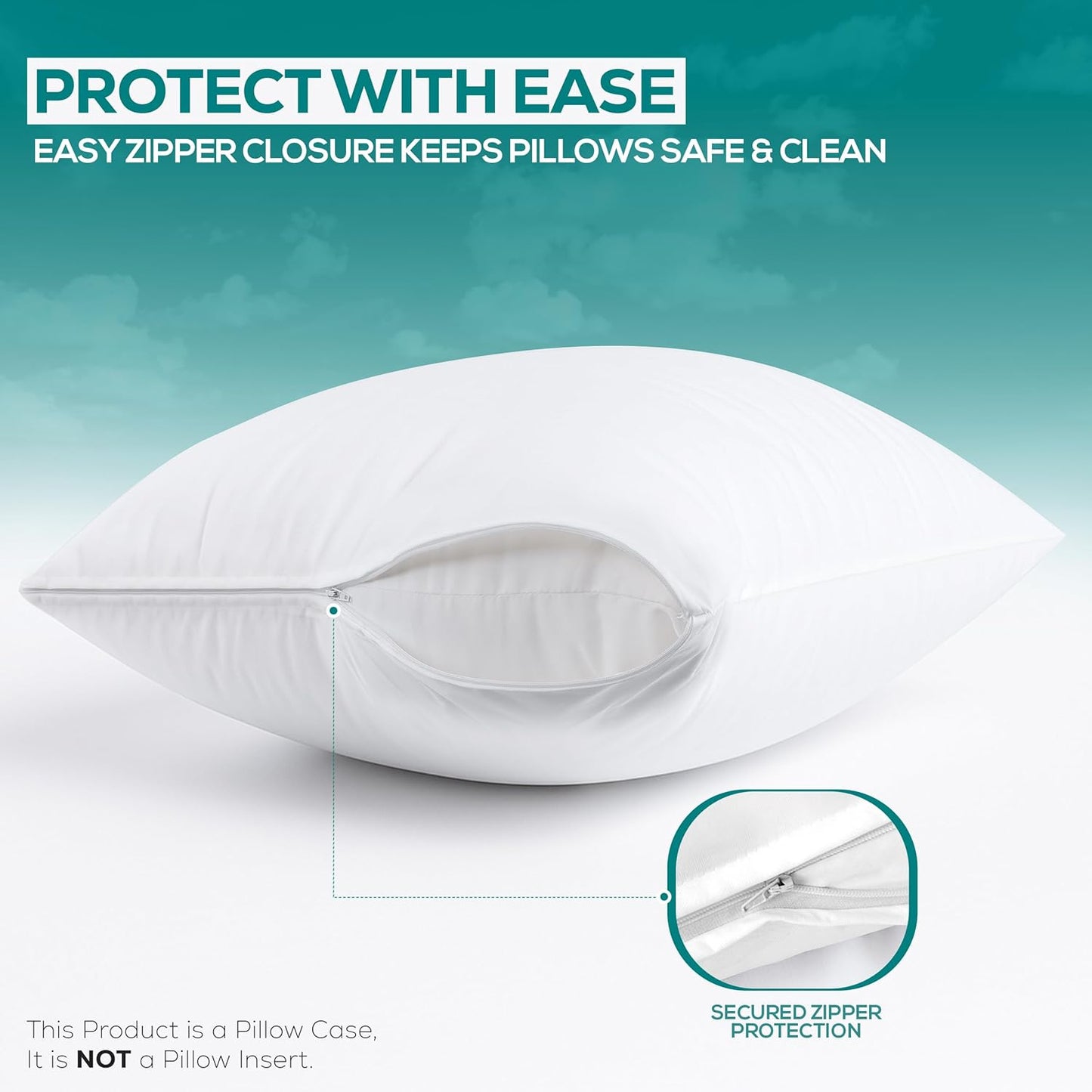 Utopia Bedding Pillow Protectors - Set of 4 Zippered Standard Size, Waterproof & Dust Mite Proof (White)