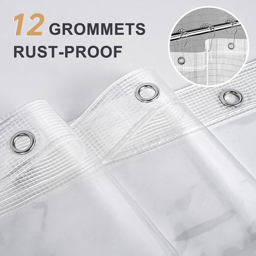 AmazerBath Heavy Duty Shower Curtain Liner - 12 Gauge, 72 x 78 Inches, Clear with 3 Weights & 12 Grommets