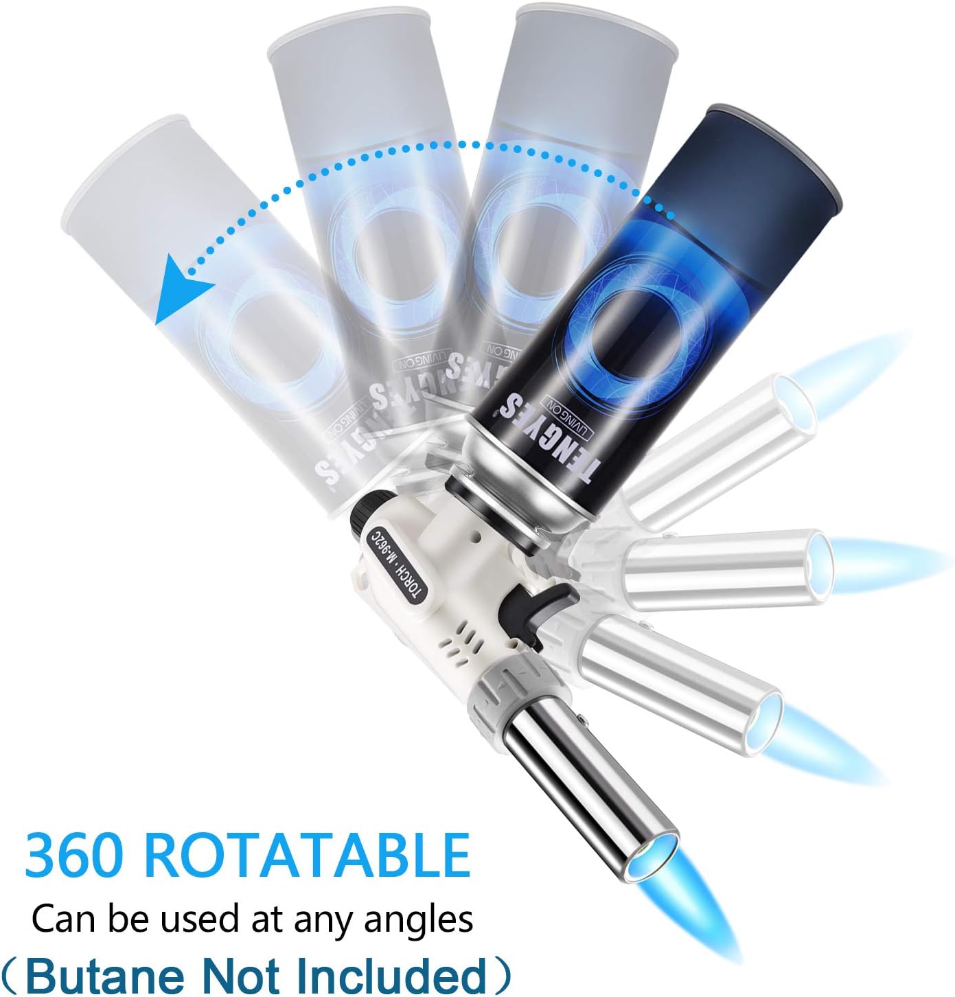 TENGYES Butane Blow Torch Lighter - Professional Culinary Torch with Adjustable Flame for Crème Brûlée, BBQ, Baking & Jewelry