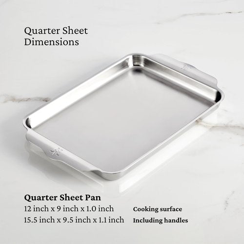 Hestan Provisions OvenBond – 3-Piece Tri-ply Baking Sheet Set Professional Stainless Steel Bakeware, Half & Quarter Sheets & Rack