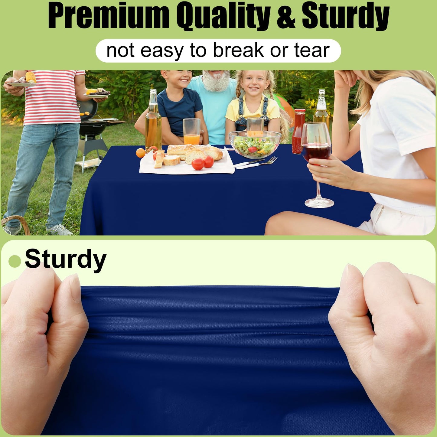 Smiry Disposable Table Cloth 3 Pack, 54 x 108 Inch Waterproof Plastic Tablecloth, Decorative Rectangle Table Covers for Party, Birthday, Picnic, Navy