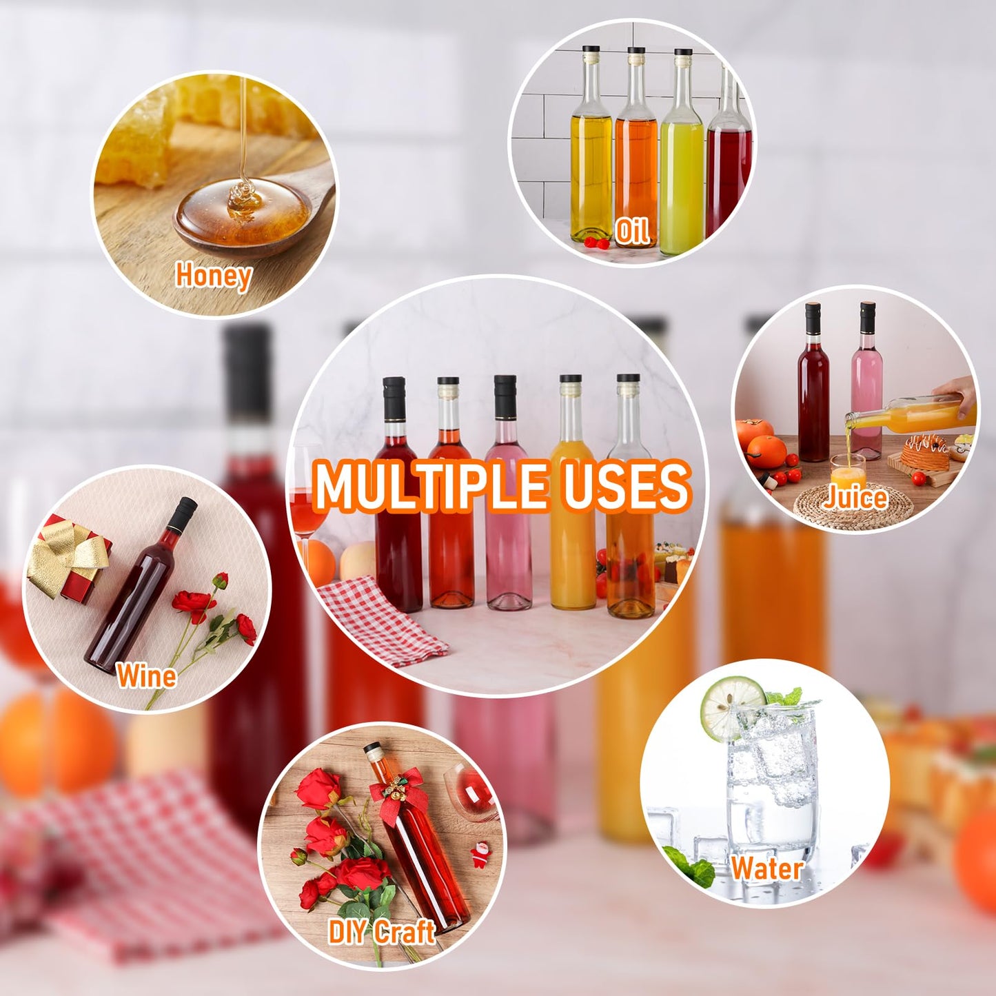 Alotpower Wine Bottles 12oz with T-top Caps & Seal Shrink Capsules Caps12Pack, 375 ml Glass Bottles for Wine Making,Empty Glass Bottles with Cork for Kefir,Beverages,Kombucha(12fl.oz/375ml)