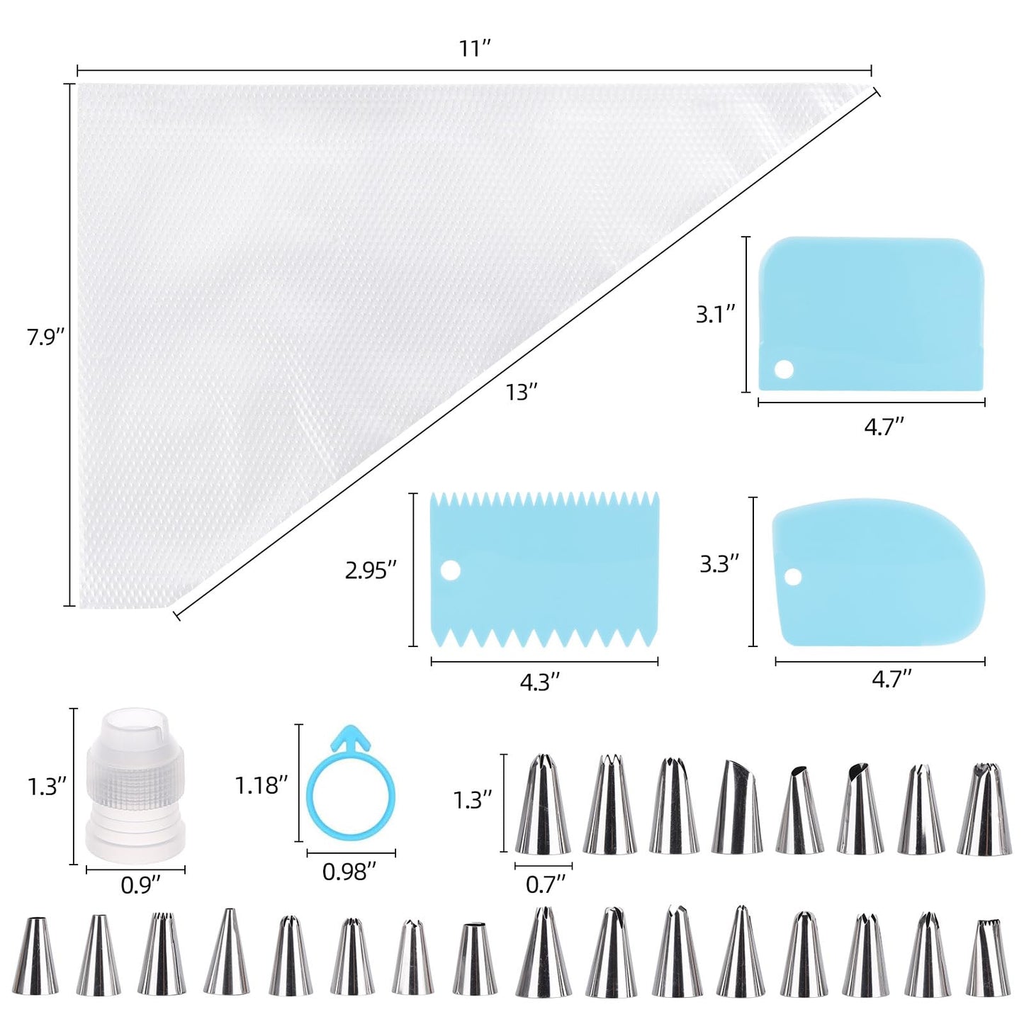 200 Pcs Piping Bags and 24 Tips Set, 12 Inch Disposable Piping Bags Pastry Bag, 231 Pcs Frosting Piping Kit with Tips, Scrapers, Couplers for Decorating Cakes, Cookies‌