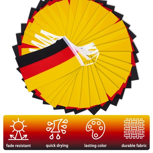 Germany String Flag Pennant Banner, Small Mini German Flags Bunting Banner, German Unity Day National Country Decoration for School, Party, Sports Events, Patriotic Festival, 33 Feet 30 Flags