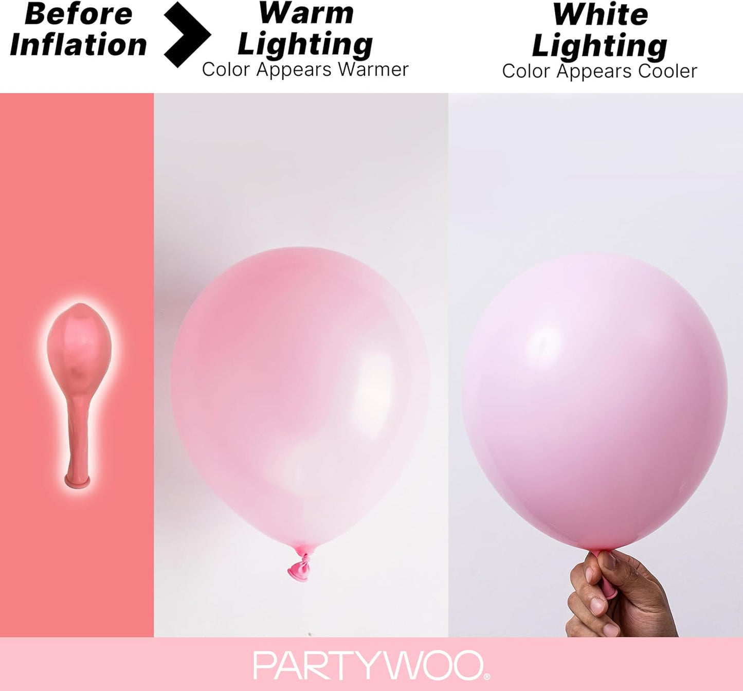 PartyWoo Baby Pink Balloons - 127-Piece Arch Kit with Multiple Sizes for Baby Shower & Birthday Decor