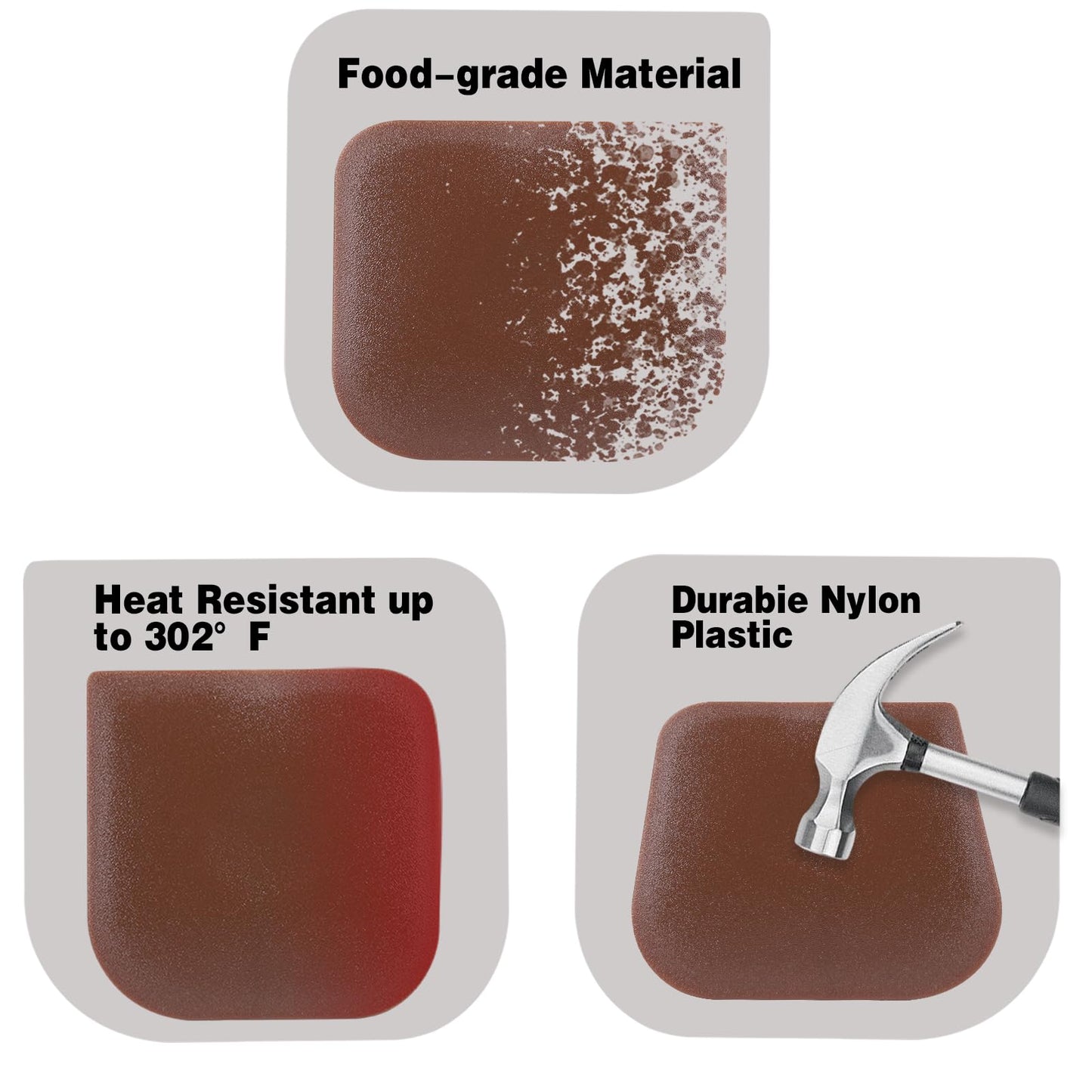 Wahijihe 10 Pcs Pan Scrapers,Plastic Scraper Pot and Pan Cleaning Tools Brown Kitchen Scraper for Pot,Wok,Skillet,Grill