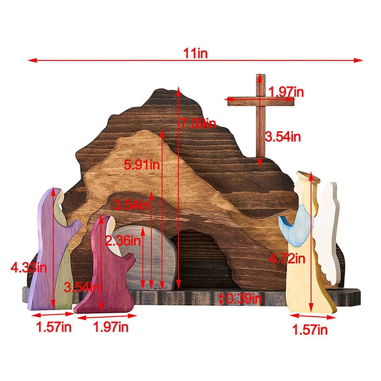 KUJAIS Easter Scene Wooden Decorations - Empty Tomb Easter Resurrection Scene Set and Cross Decoration - Religious Christian Jesus Nativity Decor for Home Table Office