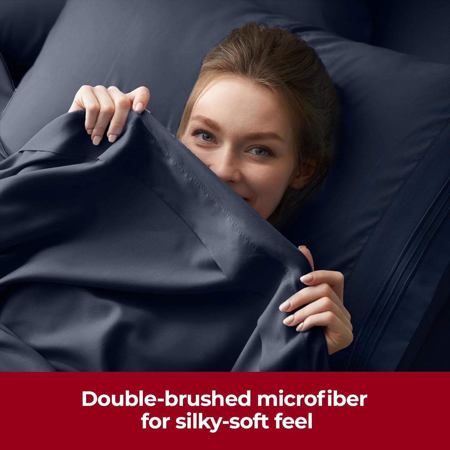 Mellanni Extra Deep Twin Sheets - Ultra Soft Hotel Luxury Bedding | Cooling, Wrinkle & Stain Resistant (Navy Blue)
